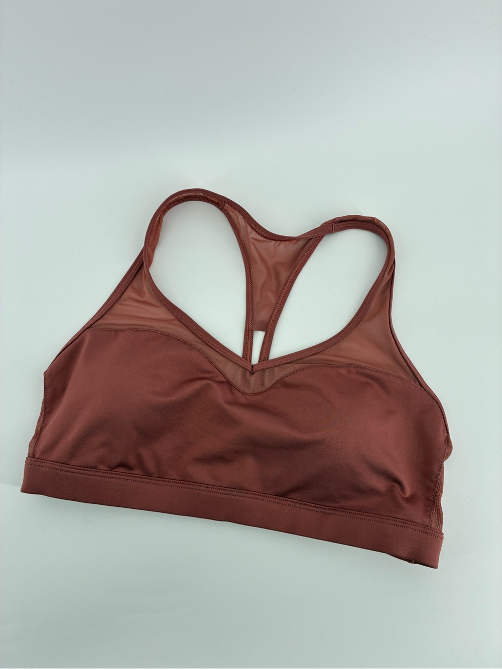 Victoria Sport Padded Mesh-Trim Racerback Sports Bralette - Rust